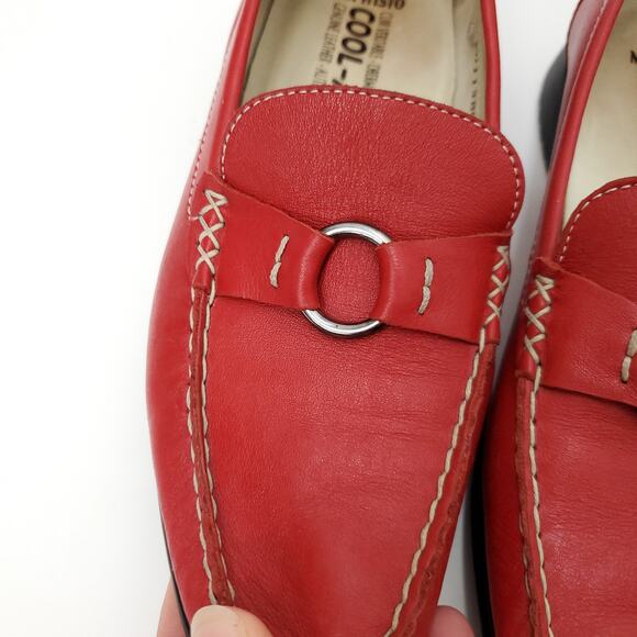 MEPHISTO Leather Idellia Red Comfort Mocassin Loafers Square Toe Shoes - Picture 5 of 12
